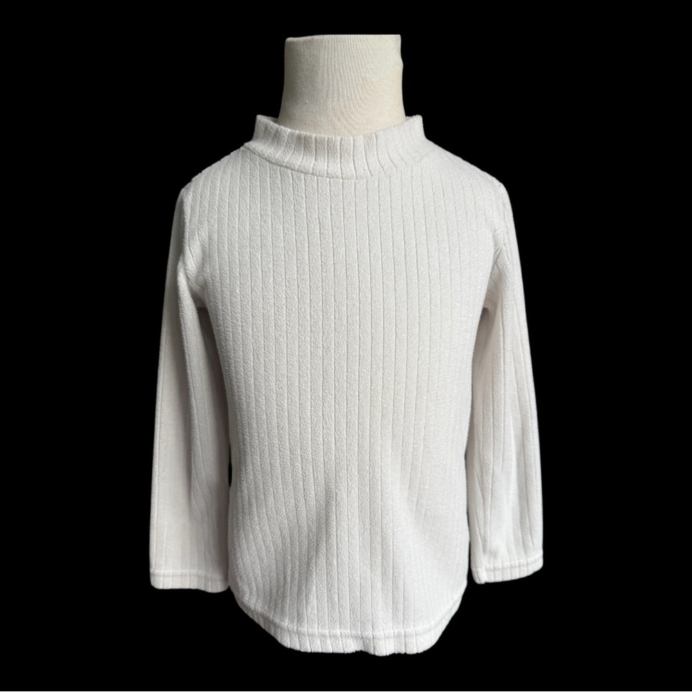 Uniqlo Kids White Ribbed Long Sleeve Crew Neck Sweater Size 3T-4T